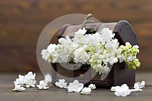 Mothers Day flowers in the wooden chest
