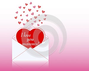 Mothers day. Greeting card in the shape of heart.