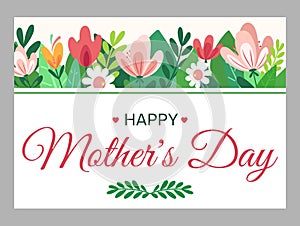 Mothers Day. Illustration of bright stylized spring flowers on a white background. Flat styleVector illustration