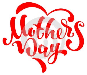 Mothers day lettering text heart shape template greeting card