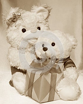 Mothers Day retro card : Teddy Bears - Stock Photo