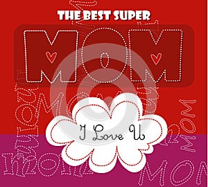 Mothers day typography card / Best super Mom design
