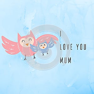Mothers day vector illustration isolate on a light blue background.