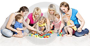 Mothers and Kids Group Playing Toys, Mother Play with Baby