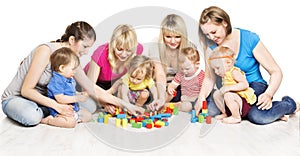 Mothers and Kids Group Playing Toys, Mother Play with Baby photo