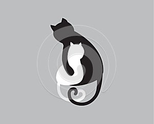 Mothers love icon of cat and kitty