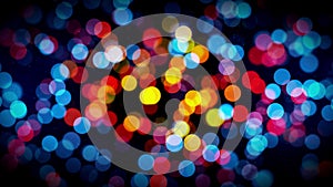 Motion Artistic Sweet Blue Red Yellow Shinning Blurry Focus Circle Bokeh Lights And Glitter Dust Floating Background