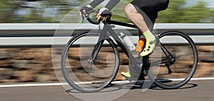 Motion blur of a bike race with the bicycle and rider