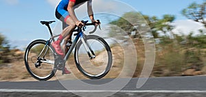 Motion blur of a bike race with the bicycle and rider