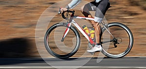 Motion blur of a bike race with the bicycle and rider