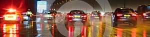 Motion Blur British Motorway Traffic and Police Panorama