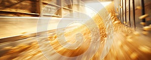 Motion Blur Captures Corn Unloading At Grain Elevator