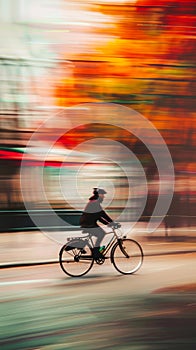 Motion blur of a cyclist in the city