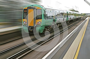 Motion blur from fast speeding english train
