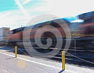 Motion blur of a good train engines