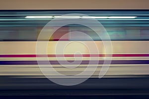 Motion blur of high speed train in subway