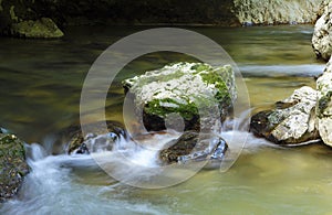 Motion blur river with rocks