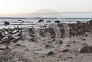 Motion blur rocky Buzzards Bay beach