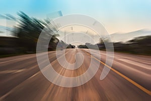 Motion blur of a rural road