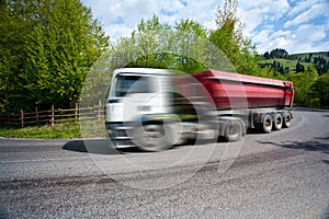Motion blur of speeding truck