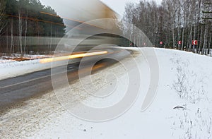 Motion blur of a speedy truck
