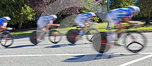 Motion blur team bike race