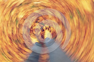 Motion Blur Walking in Autumn Fall Leaves