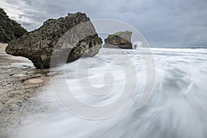 Motion blur wave at Kukup Beach, Indonesia, Southeast Asia
