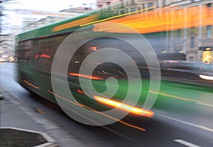 Motion blurred bus