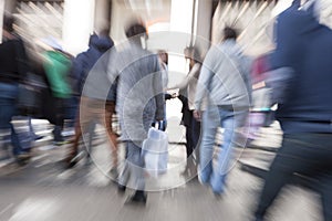 Motion blurred commuters