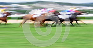 Motion blurred horse race