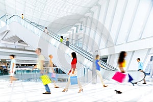 Motion Blurred People in the Shopping Mall