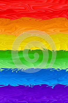 Motion blurred picture of a gay rainbow flag during pride parade. Concept of LGBT rights