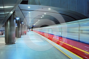 Motion blurred subway train