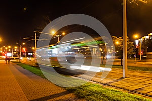 The motion of a blurred tram