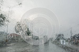 Motion car on raining time
