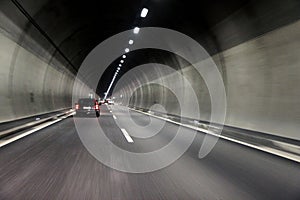 Motion car traffic in tunnel