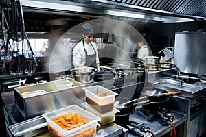 Motion chefs of a restaurant kitchen