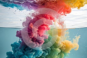 Motion color drop in water, ink swirling photo
