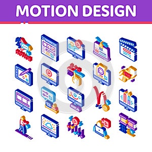 Motion Design Studio Isometric Icons Set Vector photo