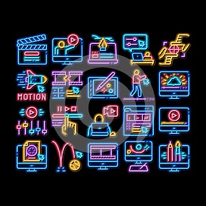 Motion Design Studio neon glow icon illustration photo