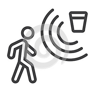 Motion detector line icon, security and guard photo