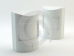 Motion detectors, white background - 3d illustration