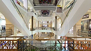 Motion escalators at the modern shopping mall timelapse hyperlapse.