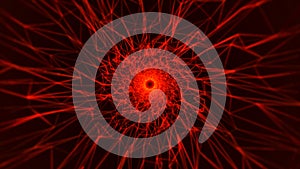 Motion graphic of flying into digital technologic tunnel. 3D render. Abstract digital background. Data flow information