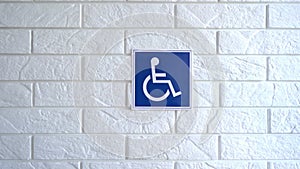 The motion of handicapped parking sign on the wall with 4k resolution. 4k stock footage.