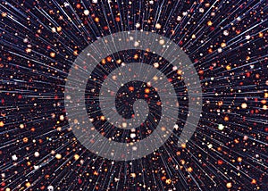 Motion of many small meteorite on a space stars backgrounds