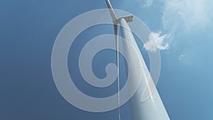 Motion past wind turbine with large rotating propeller