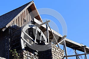 Motion photography, water powered mill wheel. The water mill.