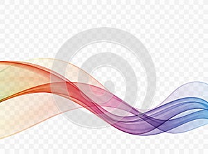 Motion of smooth color wave vector. Curved lines in rainbow colors. Transparent color abstract wave.